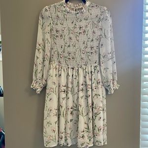 Ivory Floral Smocked Dress